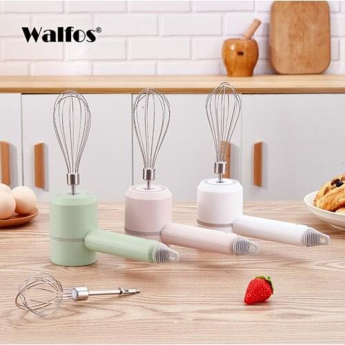 Walfos Electric Hand Mixer 5 Speed Cordless Rechargeable Admixer Egg Cream Whisk High Power Dough Blender Egg Mixer Kitchen Tool