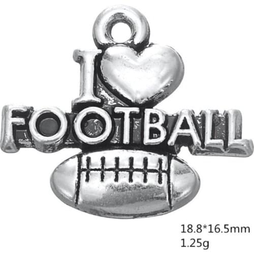 I Love Football Charm Pendants Jewelry Making Finding DIY Bracelet Necklace Earring Accessories Handmade Tools 3pcs