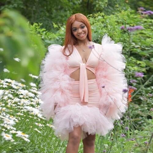 Blush Pink Plus Size Ruffled Tulle Skirt Fo Women Mermaid Skirts Tulles Only Sell Skirts Custom Made