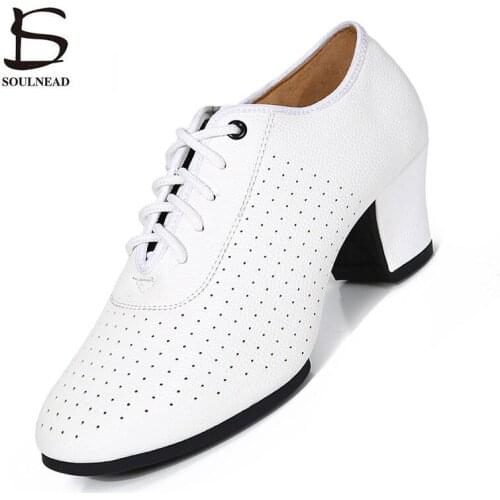 Women Latin Jazz Dance Shoes Female Ballroom Salsa Tango Dancing Shoes White Soft Sole Woman Practice Dance Sneakers Size 34-42