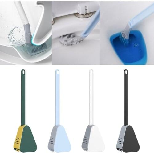 1Pc Bathroom Toilet Bowl Brush Toilet Cleaning Brush Kit with Soft Plastic Non-slip Long-handled Tpr Bristles Clean Easily