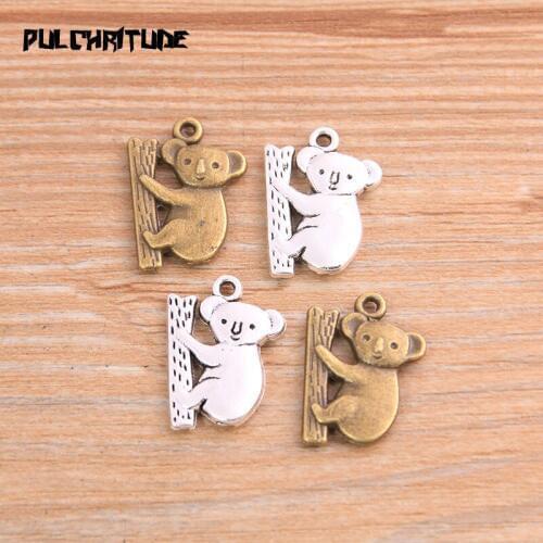 10pcs 15*19mm Two Color Koala Charms Animal Pendant Findings Accessories DIY Vintage Choker Necklace