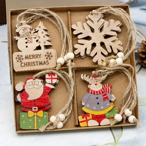12PCS Christmas Decoration Wooden Snowflakes Wood Chip Christmas Tree Hanging Ornaments DIY Christmas Gift Wooden Pendants Home