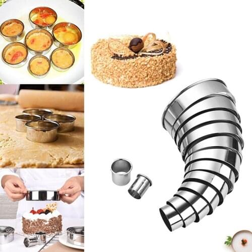 14Pcs Stainless Steel Mousse Mould Dough Cutting Tool Cookie Biscuit Cutters Circle Pastry Cutters Cake Baking Mold-ABUX