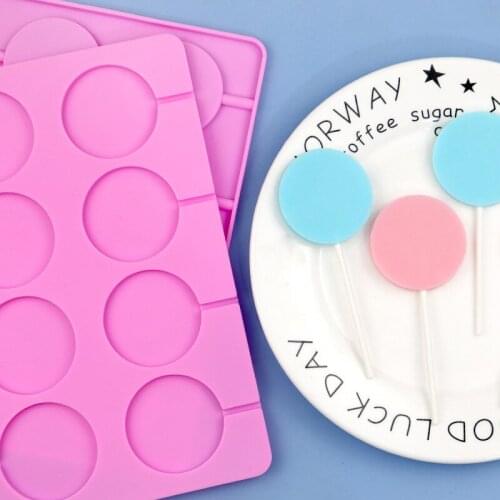 2 Pack Silicone Lollipop Stencils 8-Capacity Round Chocolate Hard Candy Template with 20 Sticks Kitchen Supplies TS1