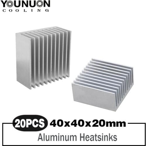 20Pcs YOUNUON 40x40x20mm Aluminum HeatSink Heat Sink Radiator for Electronic Chip LED RAM Cooler Cooling