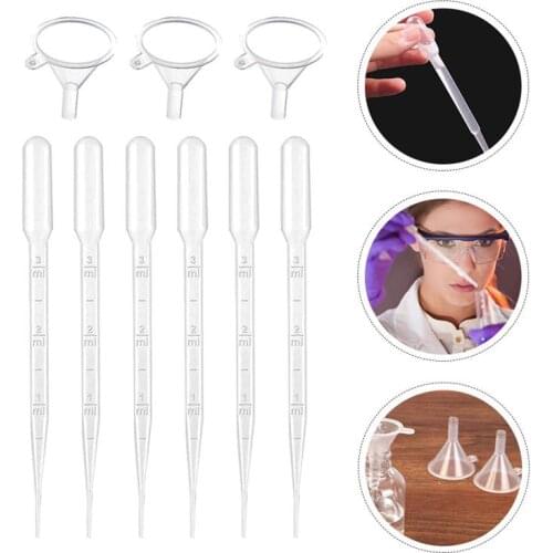 200pcs 3ml Disposable Plastic Droppers with 5pcs Funnels Graduated Pipettes
