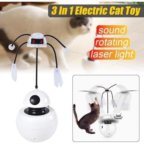 3 In 1 Electric Rotating Ball Tumbler Game Play Laser Light Automatic Interactive Cat Toys