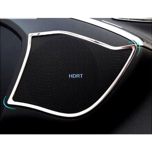 4pcs Stainless Car Inner Side Door Sound Audio Speaker Ring Frame Cover Trim Sticker Fit For Hyundai ix35 2018 2019 Car Styling