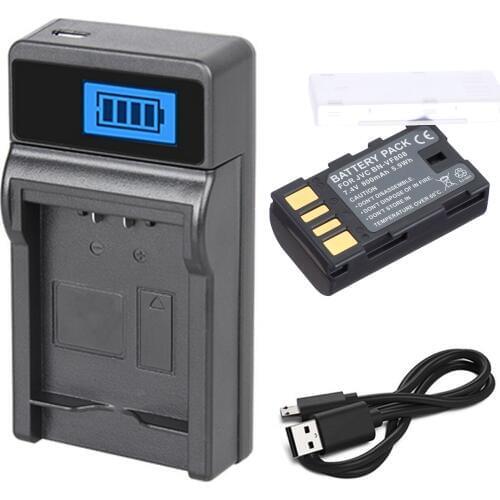 Battery + LCD USB Charger for JVC GR-D720E, GR-D725E, GR-D726E, GR-D728E, GR-D740E, GR-D745E, GR-D746E Mini DV Digital Camcorder
