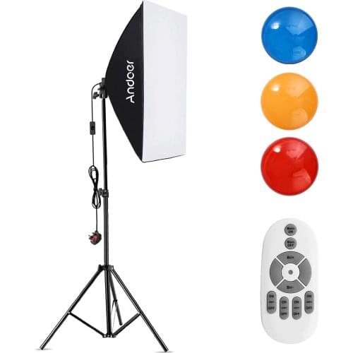 Andoer Studio Photography Softbox RGB LED Light 20*28"Softbox/5500K 35W LED Light/Color Filters*3/2M Light Stand/Remote Control