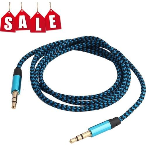 Car Aux Cord 1m Nylon Jack Audio Cable 3.5 Mm To 3.5mm Aux Cable Male To Male Cloth Audio Aux Cable Gold Plug For Iphone Speaker