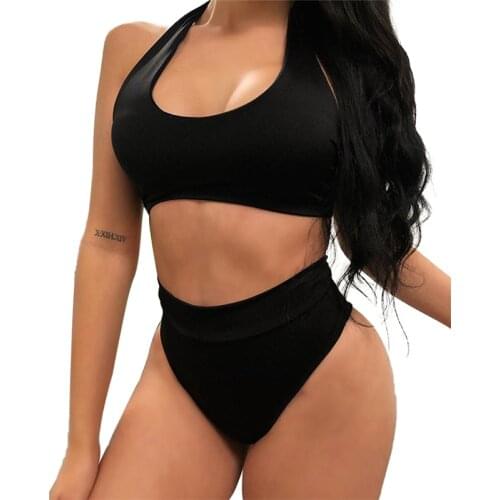Women Bikini Summer Triangle Swimwear Bathing Padded Bikini Set High Waist Swim Bathing Suit Bandage Push-up Swim Wear Biquini