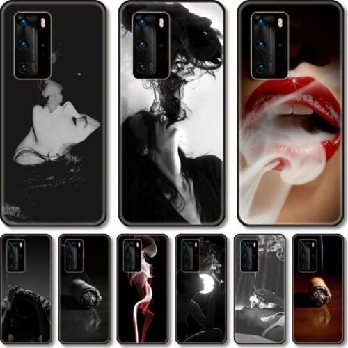 Smoke lady Phone Case For Huawei P 40 30 20 10 9 8 Lite E Pro Plus black cell shell