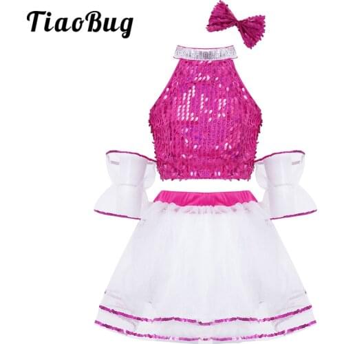 Children Sequin Jazz Dance Modern Dance Costume Fashion Latin Waltz Dancing Dress Stage Show Dresses Jazz Costumes For Girl