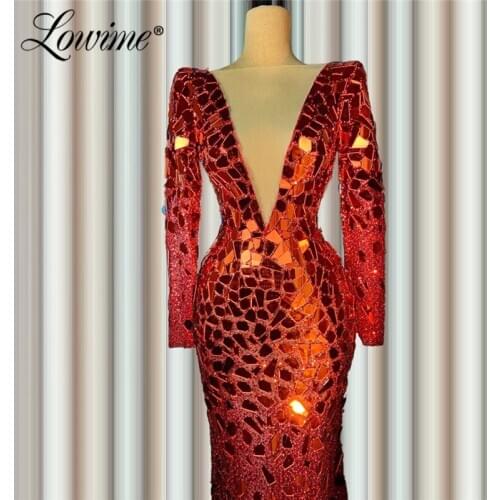 Heavy Beaded Evening Dress 2020 Long Mermaid Crystals Formal Dress Arabic African Prom Dress Dubai Celebrity Vestidos Party Gown