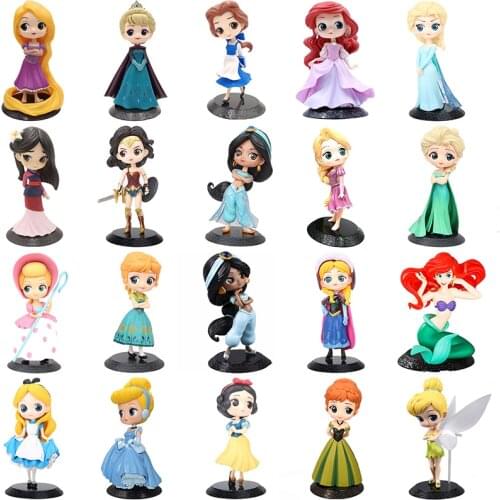 13 Cm Disney Frozen Mermaid Cinderella Action Figure Toys Cartoon Anime Figures Elsa Anna Model Toy Doll Cake Baking Decoration