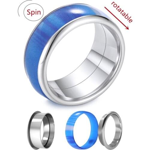 Floya Symmetrical Hierarchy Rings Luxury Spinner Ring Argent Jewelry Brand Titanium Famous Design Ring