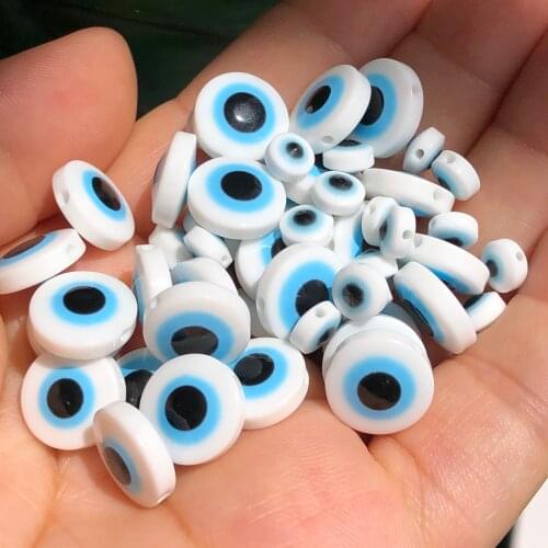 HOT 8/10mm Porcelain White Oval Beads Evil Eye Resin Spacer Beads for Jewelry Making Crafts DIY Bracelet Necklace Earring