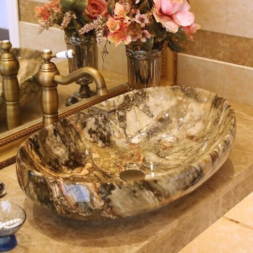 Imitation Marble Europe Vintage Style Ceramic Art Basin Sink Counter Top Wash Basin Bathroom Sink vanities ceramic washbasin