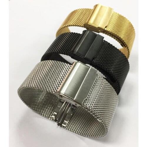 Quality 3 Colors Rose Gold Black Stainless Steel Men Bracelet Strap Wrist Watch Mesh Replacement Milanese Band 22 mm