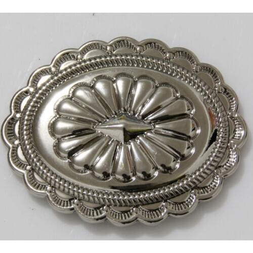 KBO04) Wholesale 50pc 2'' Southwestern Oval Concho Saddle Tack Belt Craft Concho Silver