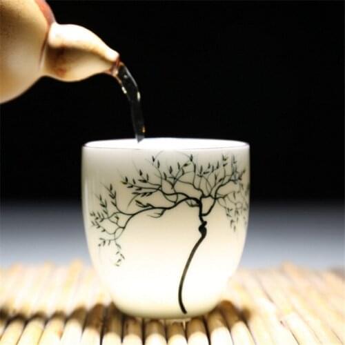Ceramic Traditional Chinese Tea Cups White Porcelain Tea Set Accessories Office Teacups Portable Retro Water Mug Drinkware