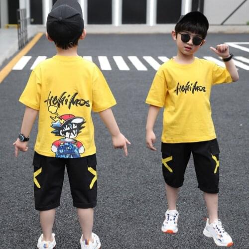 3-14 Yrs Summer Baby Boys Clothing Sets Cotton Short Sleeve Boys T-shirts With Shorts Pants Handsome Mid Big Boy Suits Outfits