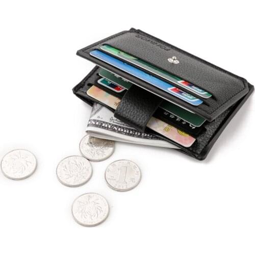 Men Credit ID Card Holder Bag Zipper &Hasp Multifunction Top Leather Coin Purse Money Bag Case For Men Mini Women Business Purse