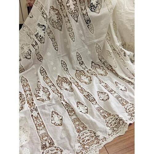 Vintage Style Pure Cotton Crochet Lace Fabric ,Bridal Gown Wedding Dress Prom Dress Haute Couture Cotton Lace Fabric 130cm wide