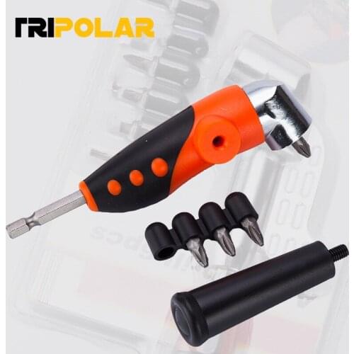 1/4 inch netic Angle Bit Driver Adapter Screwdriver Adjustable Thumb Flange Off-Set Power Head Power Drill + Phillips Bits