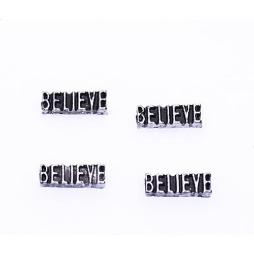 20Pcs/Lot Cute Letters Believe Floating Charms Making Fit For Memory Living Locket Necklaces Jewelry Accessories