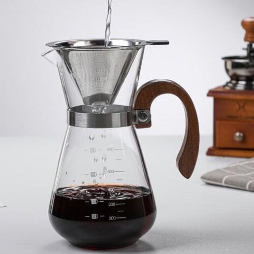 600ml Pour Over Coffee Maker Reusable w/ Filter Funnel Manual Coffee Dripper Portable Hand Brewing Coffee Pot Clear
