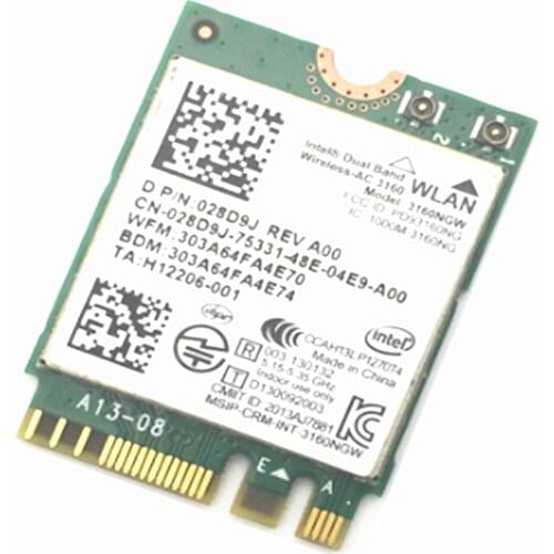 NEW Wireless Card For Intel Wireless-AC 3160 3160NGW wifi Bluetooth4.0 NGFF for DELL 5547 5545 5548 5558 5557 5758 5559