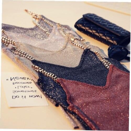 The new spring and summer sling han edition joker pure color cultivate ones morality show thin light silk knitted vest to wear