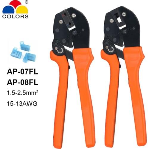 Flag Male Terminals Crimping Pliers 1.5-2.5mm2 15-13AWG 6.35 Insulated Wire Connector Ratchet Crimper Jaw Kits Hand Tools