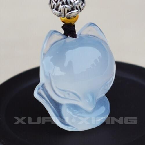 Drop Shipping Women Necklace Pendant White Agate Chalcedony FOX Necklace Gift for Women Jades Jewerly Free Rope