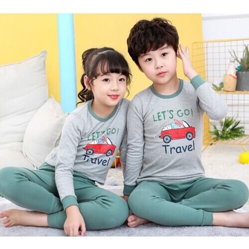 Boys Girls Pajamas Sleepwear New Autumn Winter Long-Sleeved Childrens Clothing Sleepwear Cotton Pyjamas Sets For Kids Nightwear