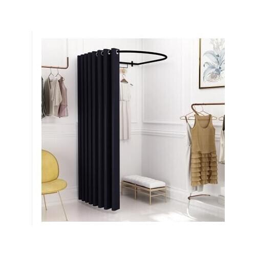 Custom U-shaped Clothing Store Display Shelf Mobile Fitting Room Door Curtains Fitting Ring Changing Room Track Bar