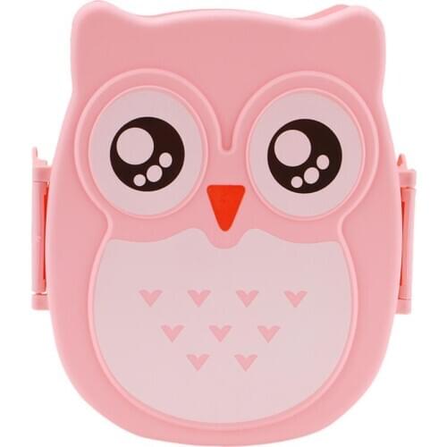 Portable Cute Cartoon Owl Lunch Box Food Container Storage Box Kids Student Lunch Box Bento Box Container