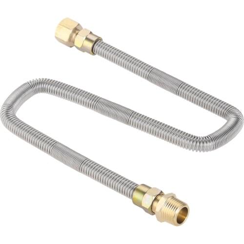 Propane fire Pit Whistle Free Gas Flex Line for Fire Pit Fireplace Stainless Steel (24" Long) 1/2" NPT Male x 1/2" NPT Female