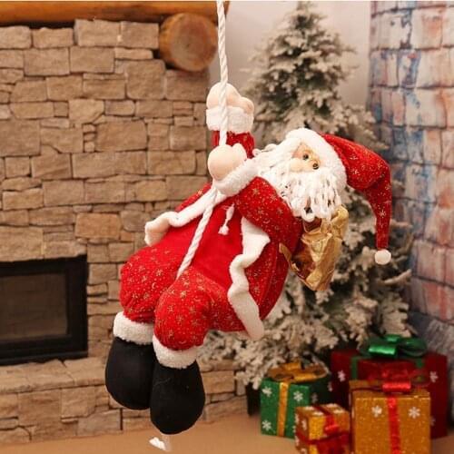 Christmas Santa Claus Climbing Ladder Doll Merry Christmas Pendant Kids Gift for Home 2021 Noel Navidad Kerst рождество Decor
