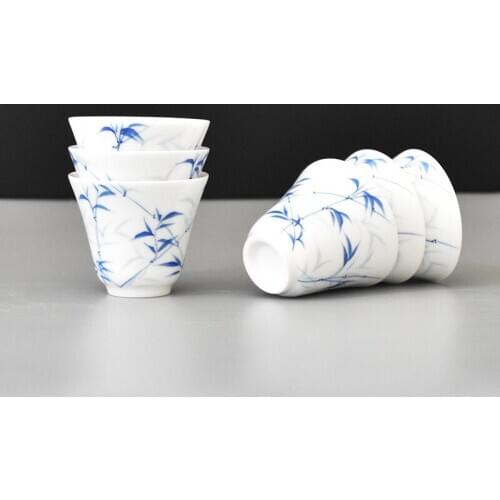 Hand-Painted Kung Fu Cup Handmade Ceramic Whiteware Thin Tire Teacup Master Cup Personal Cup Small Single Cup Retro Style Cup