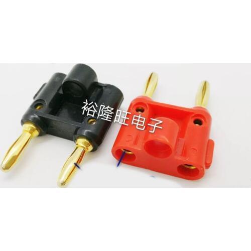 Smonisia 20pcs/lot Banana Plug 4mm Gold-plating Speaker Amplifier Terminal Socket Cross Double Banana Connector Two-in-one Jack