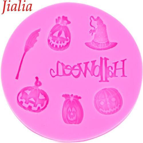 Angel Wings Food grade 3D fondant cake silicone mold Halloween pumpkin hat broom shaped for polymer clay decoration tools F0016