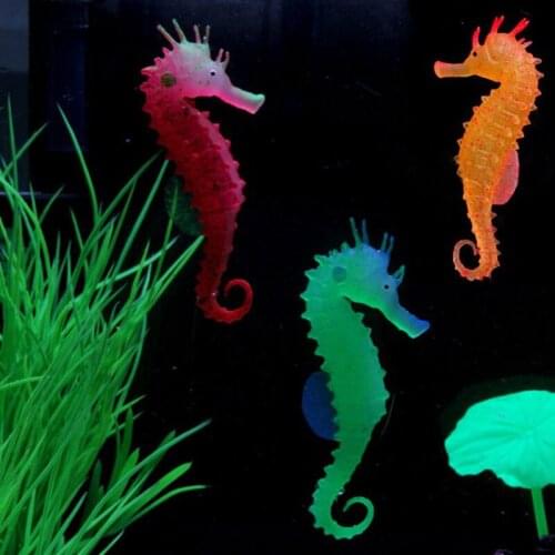 Silicone Artificial Night Luminous Hippocampus Fish Tank Aquarium Ornament Underwater Sea Horse Decoration Pet Supplies