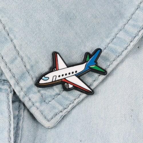 Cute Little Airplane Brooch Blue Enamel Brooches Pin WORLD TRAVELER Aircraft Model Jewelry Men Women Clothes Clips Party Brooch