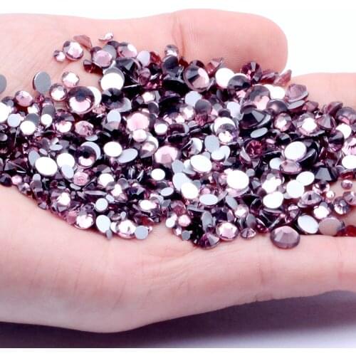 Light Amethyst SS3-SS34 Non Hotfix Crystal Rhinestones Flatback Glue On Strass Diamond Glass Chatons For Jewelry Making Supplies