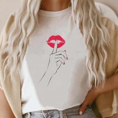 Women Lip Funny Cute 90s Short Sleeve Tee Fashion T Shirt Female Cartoon T-shirt Print Graphic Top 2021 Ladies Clothing
