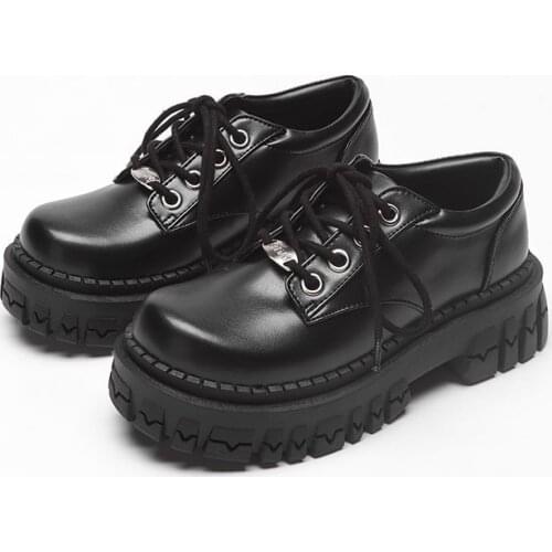 Dropshipping 2021 New Women Sneakers Shoes Creepers Gothic Platform Shoes Tenis Feminino Genuine Leather